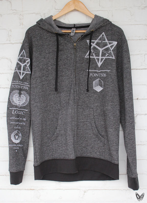 Sacred Geometry Merkaba Hoodie - Black Denim - Point 506