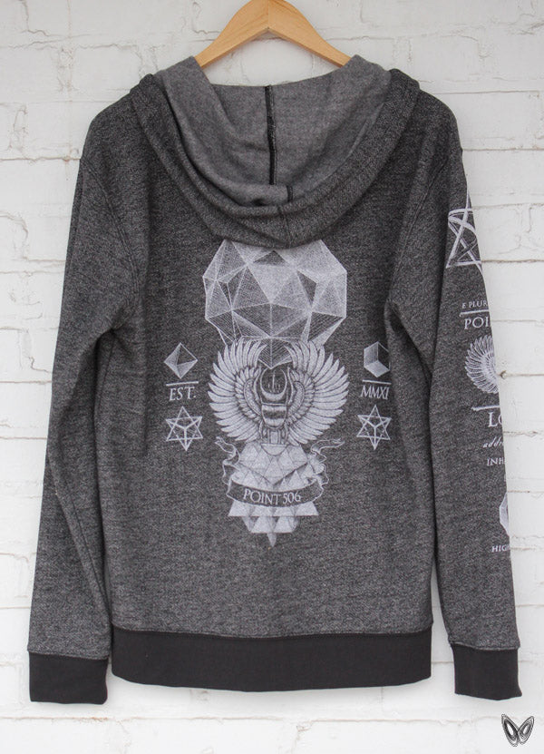 Sacred Geometry Merkaba Hoodie - Black Denim - Point 506