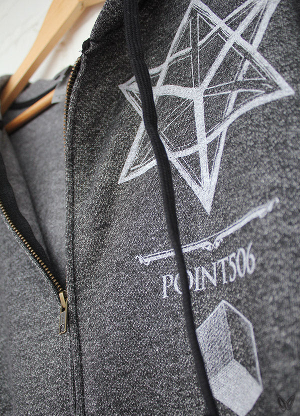 Sacred Geometry Merkaba Hoodie - Black Denim - Point 506