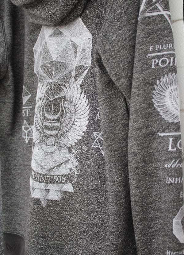 Sacred Geometry Merkaba Hoodie - Black Denim - Point 506