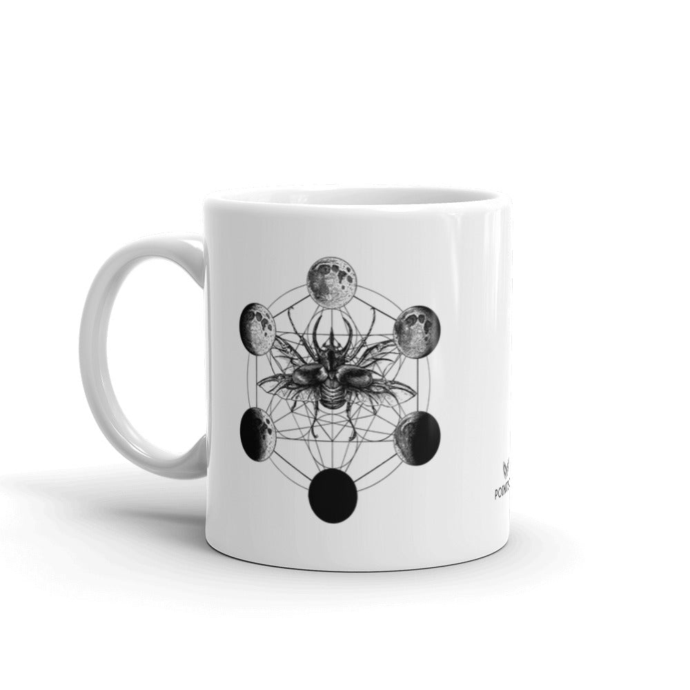 Metatron Cube Beetle Moon Phases Coffee Mug - Point 506