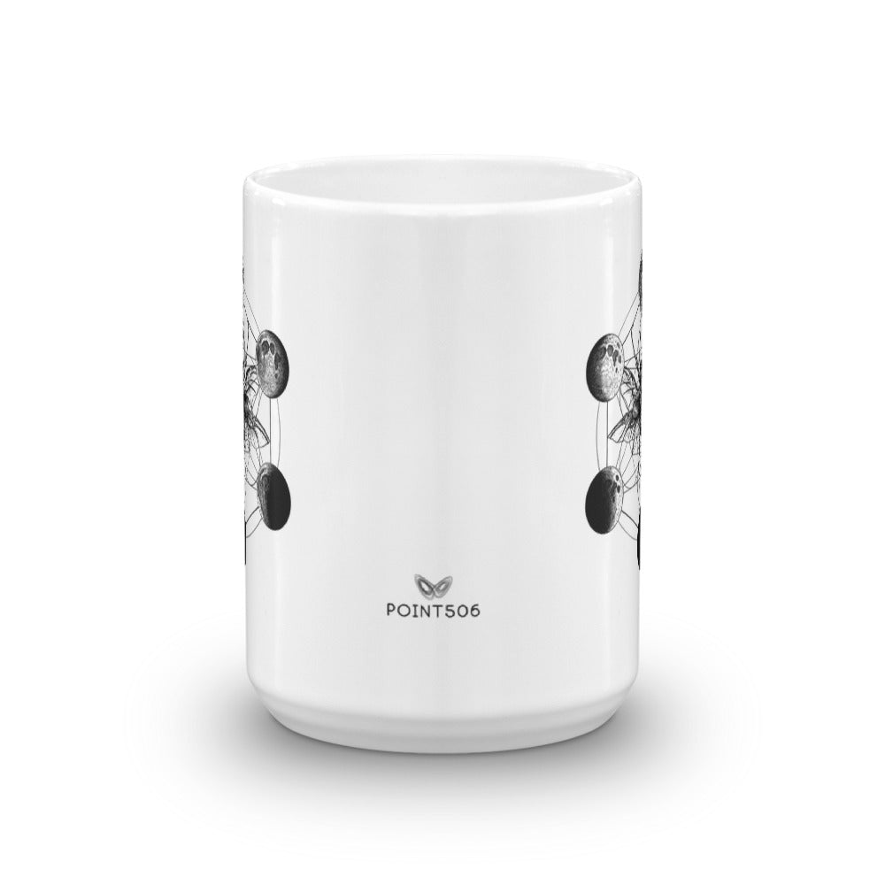 Metatron Cube Beetle Moon Phases Coffee Mug - Point 506