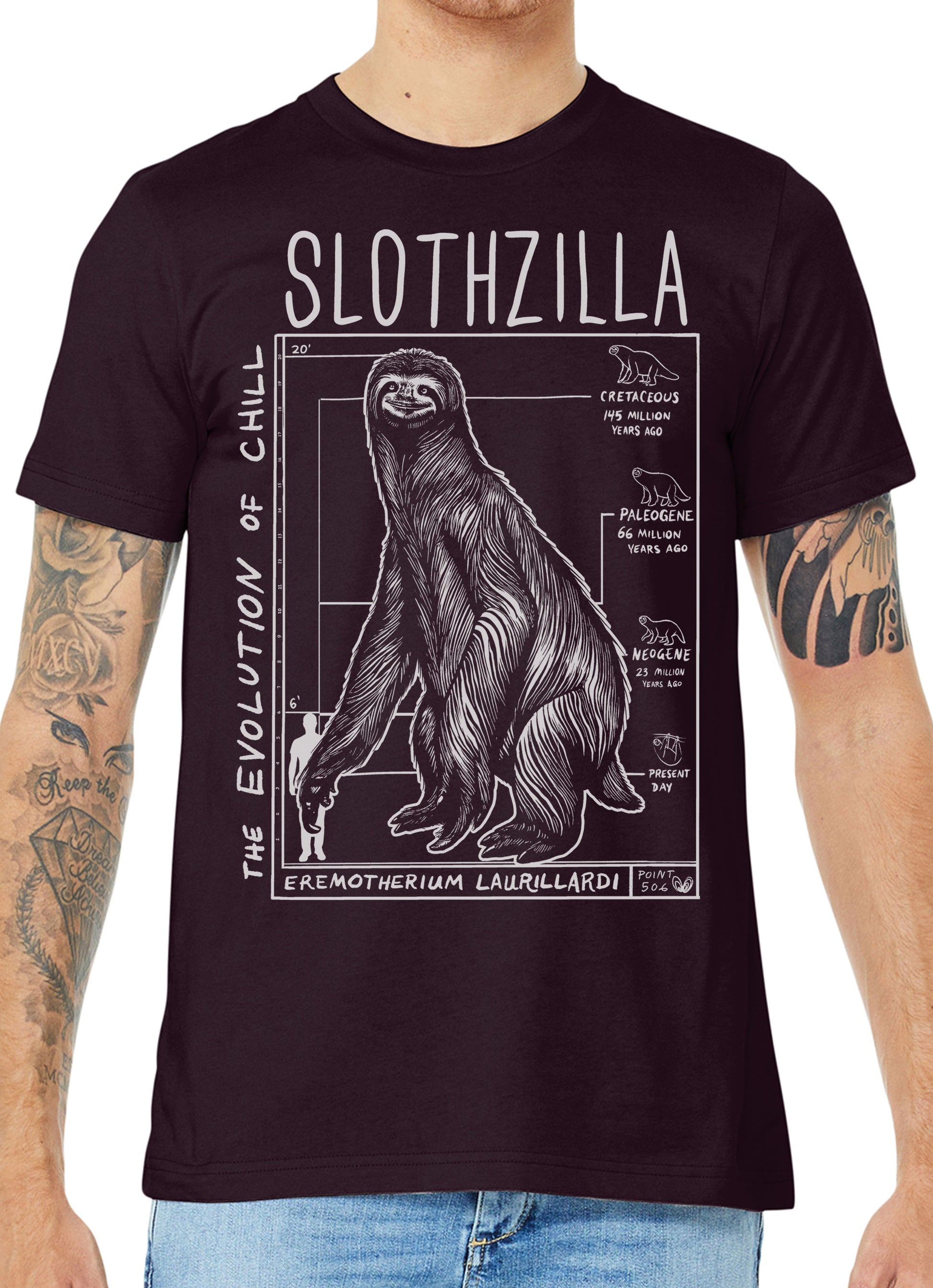 slothzillla, giant sloth, science tshirt, nerdy tshirt, sloth shirt