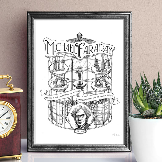 Michael faraday, scientist, science art, science lover gift