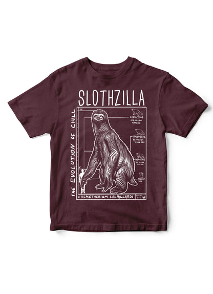 kids sloth tshirt, slothzilla tshirt, kids science tees, nerdy tee for children