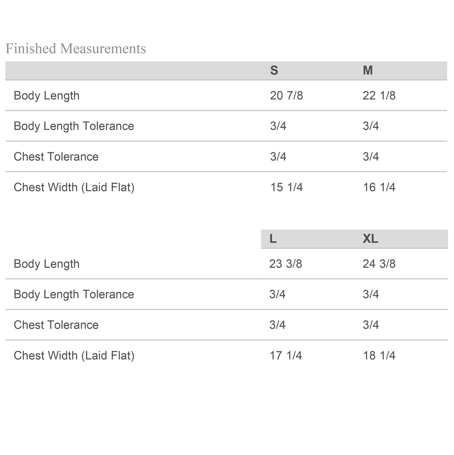 size chart