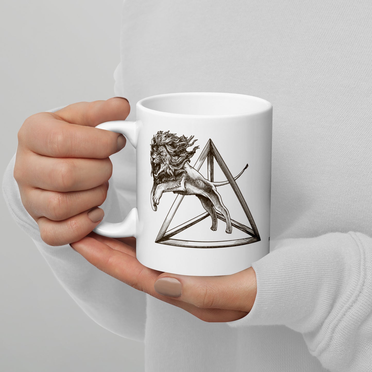 Tetrahedron Lion Sacred Geometry Coffee Mug