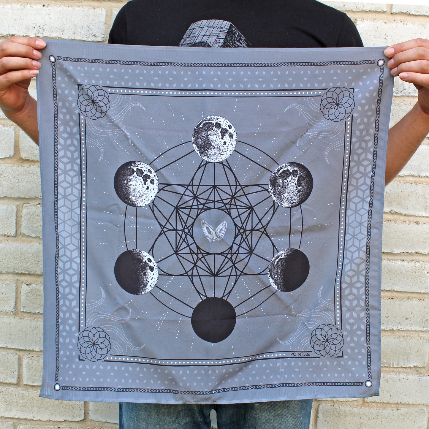 Moon Phases Metatron's Cube Bandana - Point 506