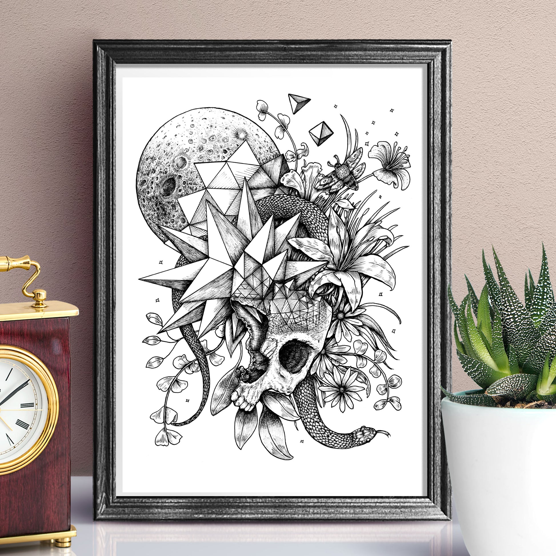 skull art print, scared geometry print, wall prints
