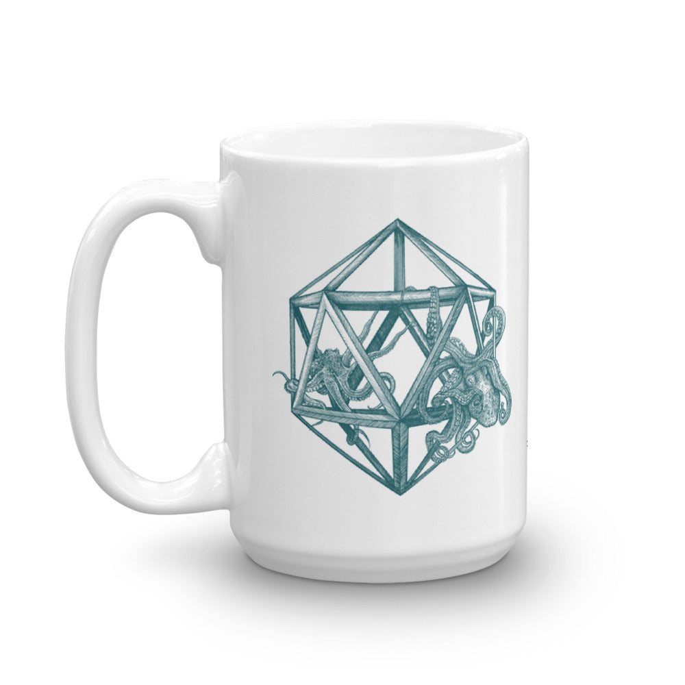 Icosahedron Octopus Sacred Geometry Coffee Mug - Point 506
