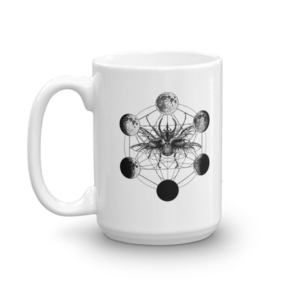 Metatron Cube Beetle Moon Phases Coffee Mug - Point 506