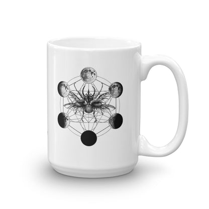 Metatron Cube Beetle Moon Phases Coffee Mug - Point 506